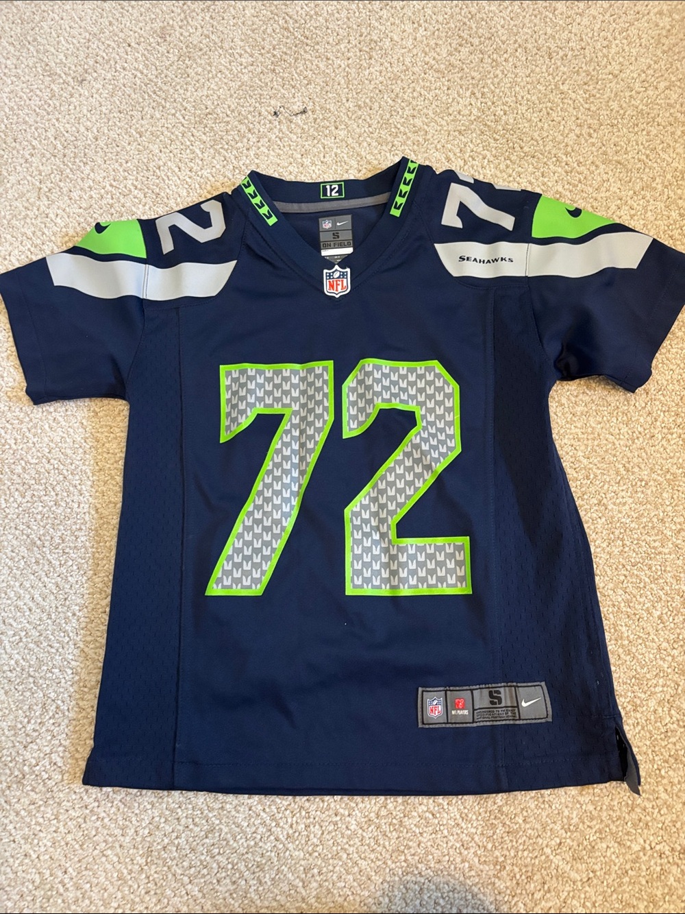 NFL Seattle Seahawks Kids Jersey Navy & Neon Green #72